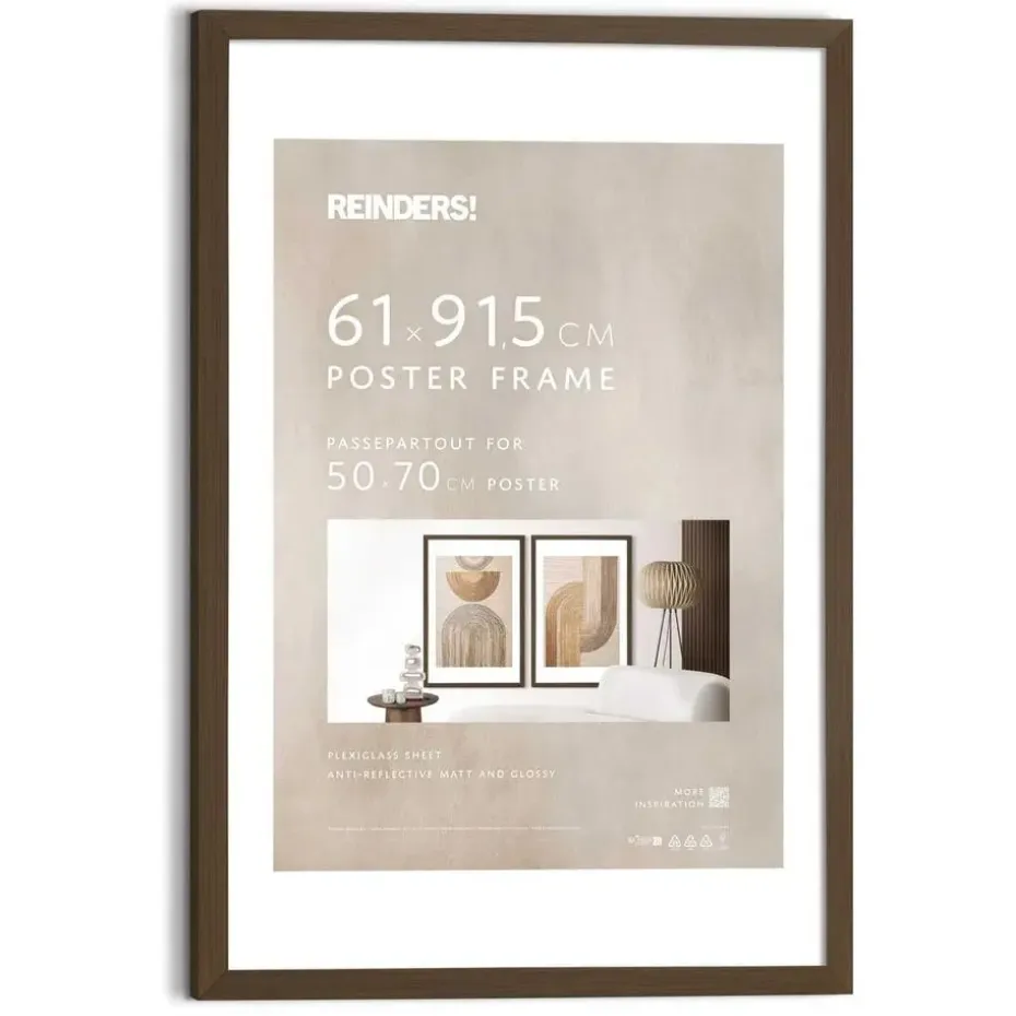 Wissellijst hout Poster 61x91,5 of 50x70 Walnoot - 61 x 91,5