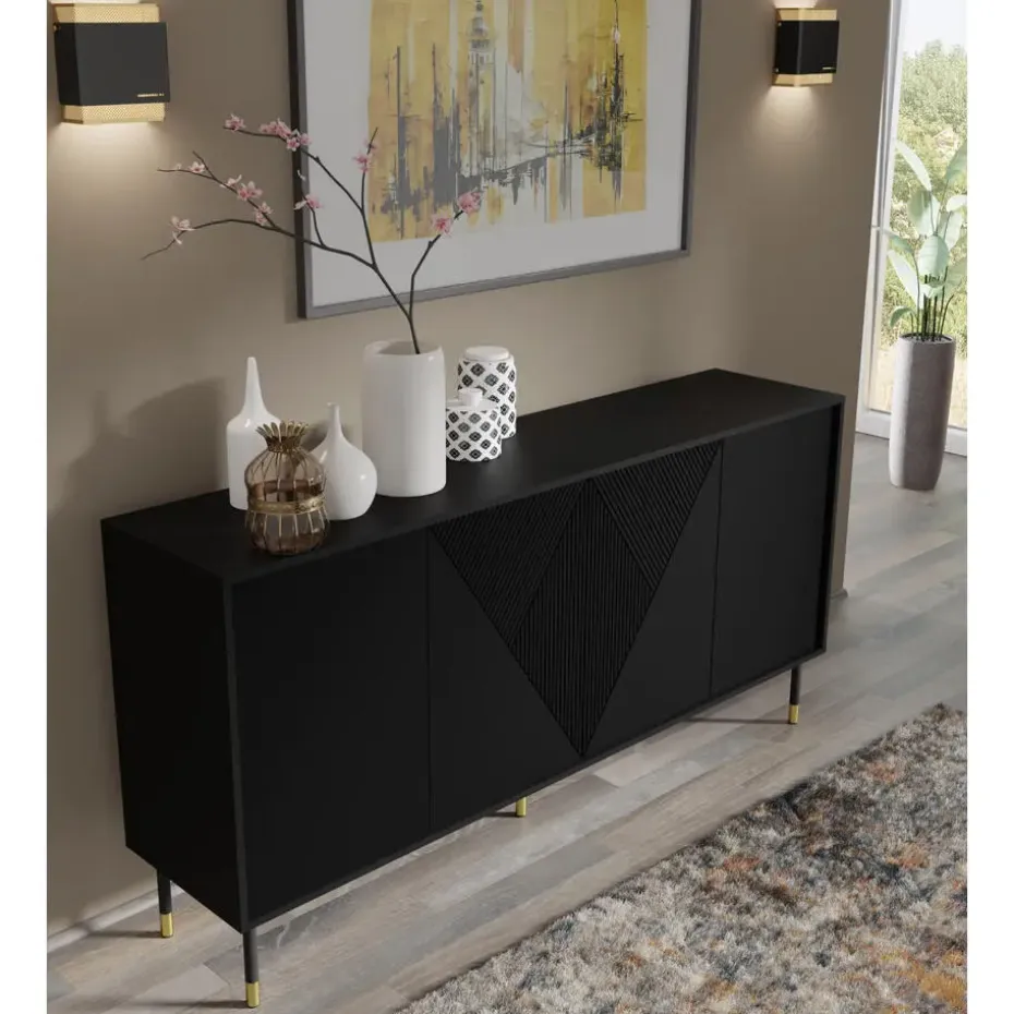 WOODY dressoir 4D 180 cm mat zwart