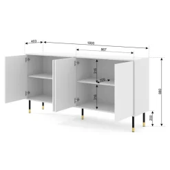 WOODY dressoir 4D 180 cm mat zwart