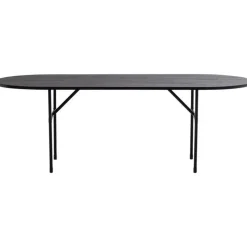 WOOOD Arthur Eettafel Ovaal Met H-Poot - Eikenhout - Zwart - 75x220x90