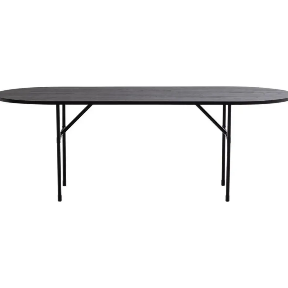 WOOOD Arthur Eettafel Ovaal Met H-Poot - Eikenhout - Zwart - 75x220x90