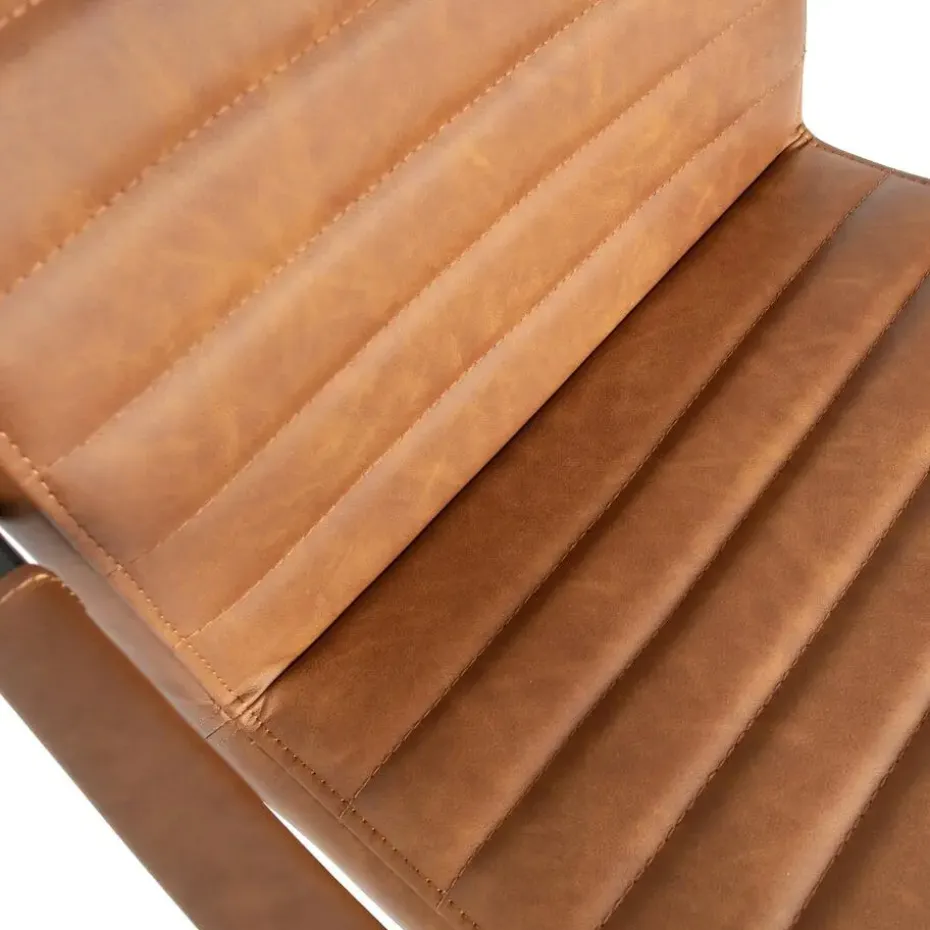 WOOOD Bas Eetkamerstoelen - Pu - Cognac - Set van 6