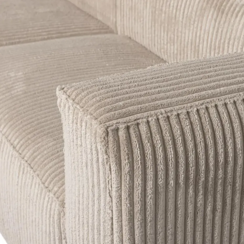 WOOOD Bean Chaise Longue Bank Links - Ribstof - Travertin - 73x254x178