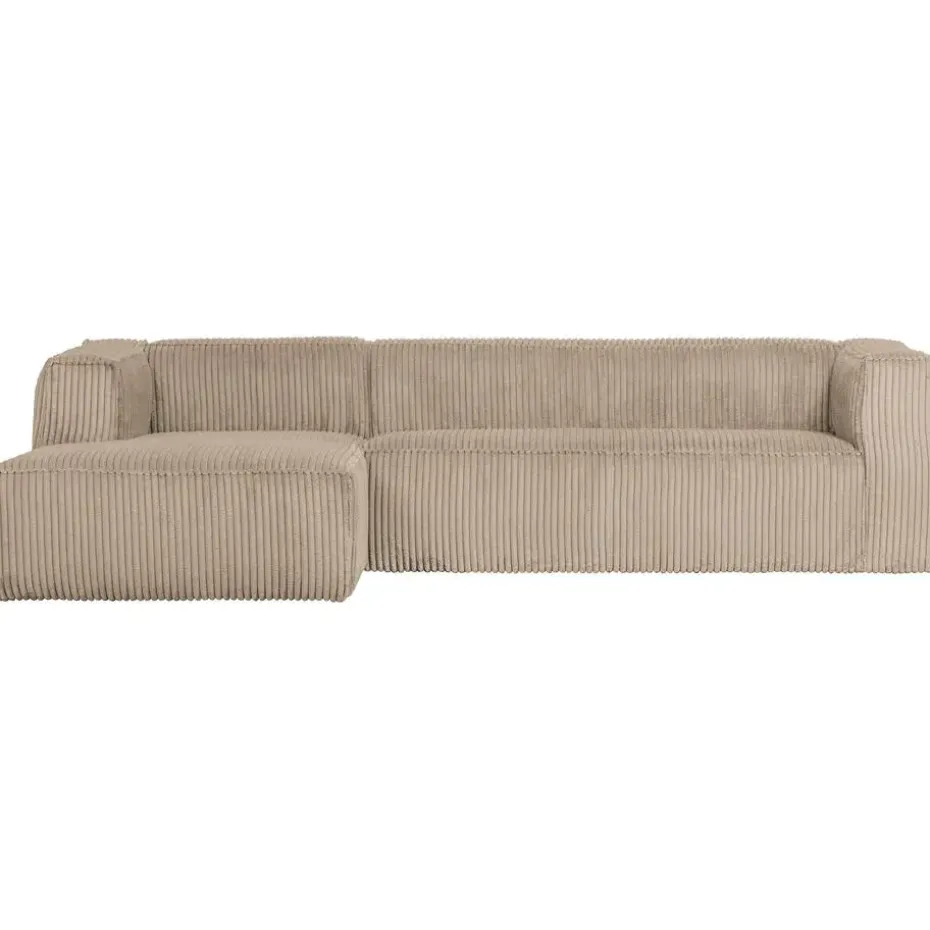 WOOOD Bean Hoekbank Links - Ribstof - Travertin - 73x305x96