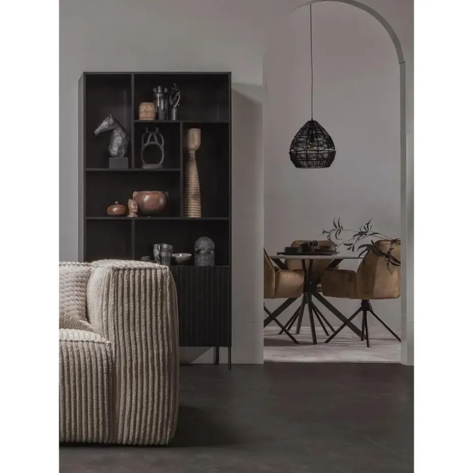 WOOOD Bean 3,5-Zits Bank - Ribstof - Travertin - 73x242x96