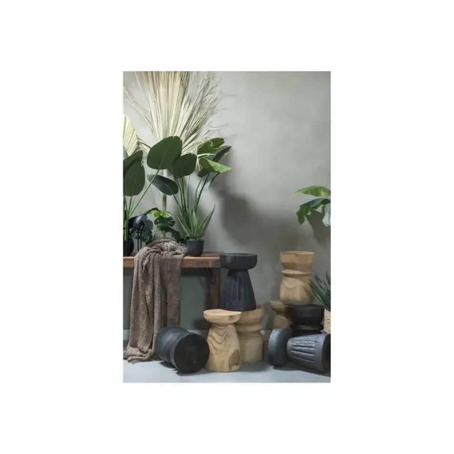 WOOOD Bikkel Kruk - Hout - Naturel - 40x28x28