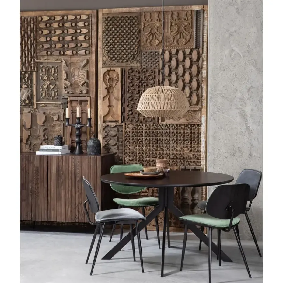 WOOOD Bruno Eettafel Rond - Mdf - Zwart - 75xØ120