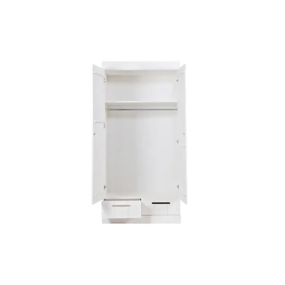 WOOOD Connect Kledingkast 2-Deurs met Lade - Grenen - Wit - 195x94x53