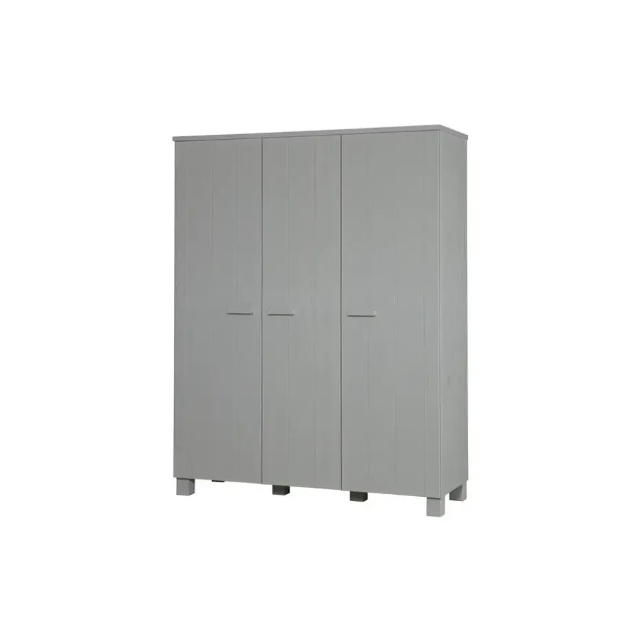 WOOOD Dennis 3 deurs Kast - Grenen - Betongrijs - 202x158x55