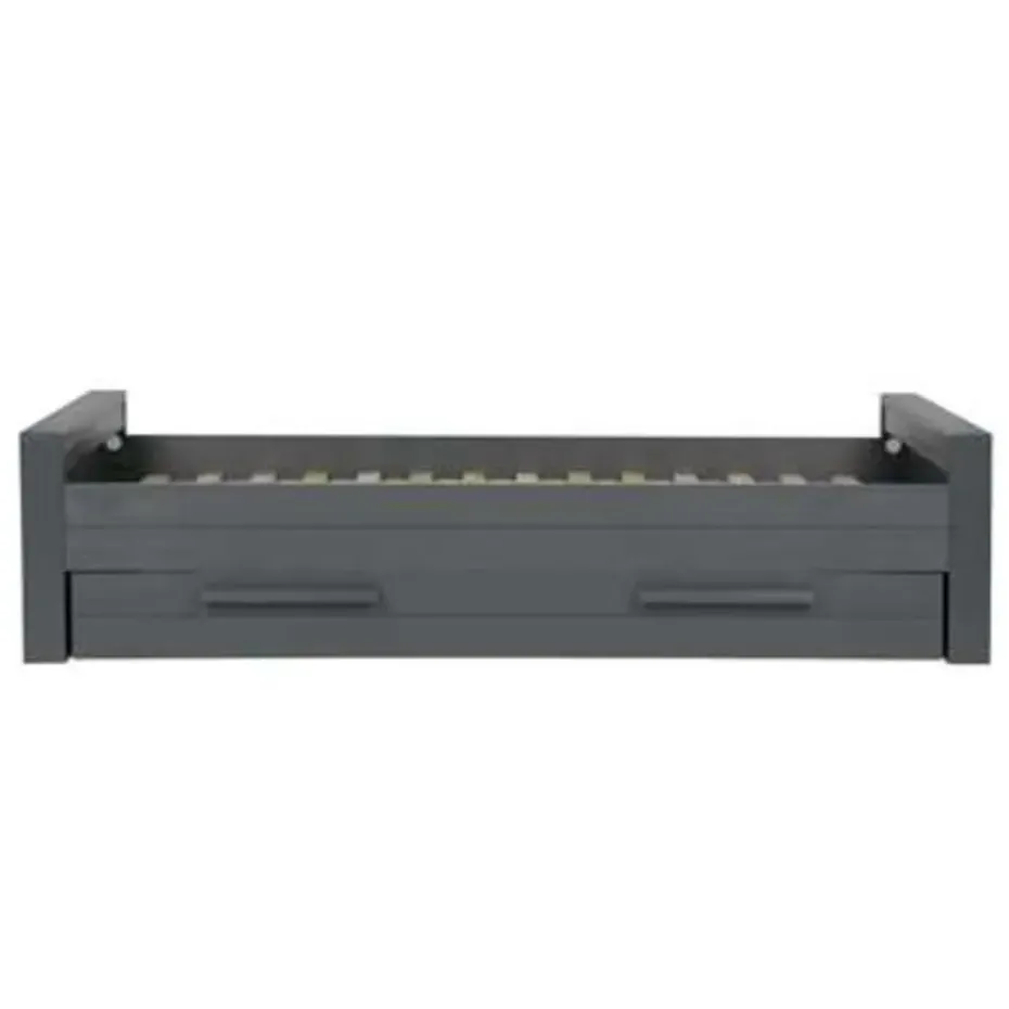 WOOOD Dennis Bed Excl Lade - Grenen - Staal Grijs - 53x219x95