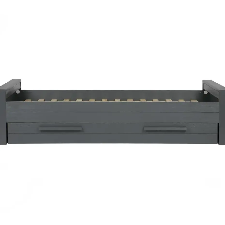 WOOOD Dennis Bed Excl Lade - Grenen - Staal Grijs - 53x219x95