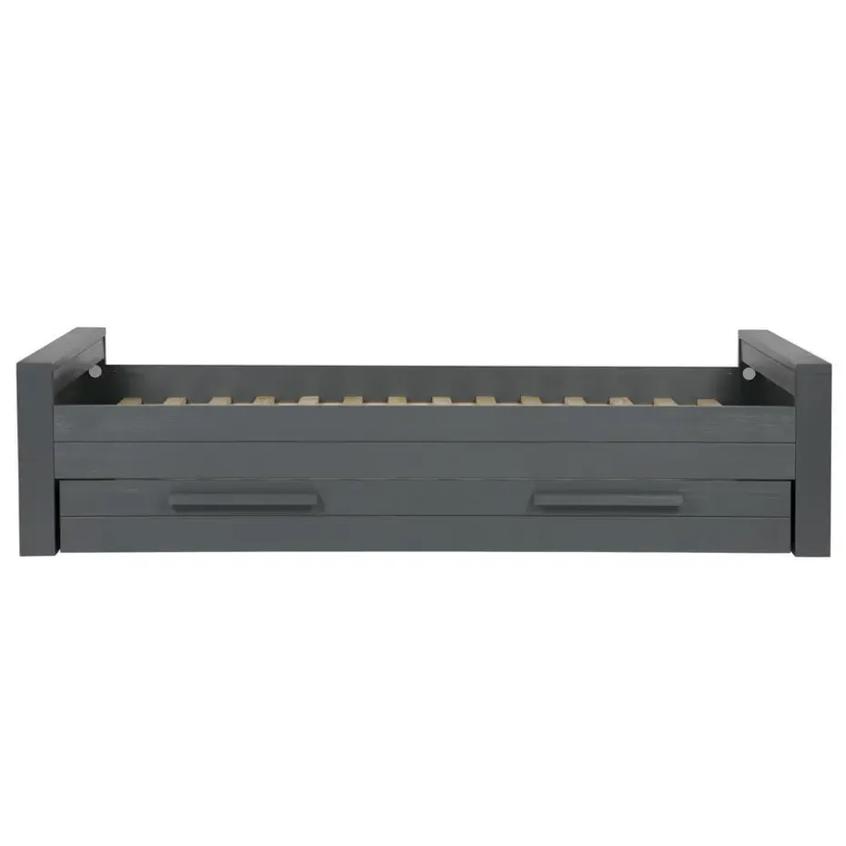 WOOOD Dennis Bed Excl Lade - Grenen - Staal Grijs - 53x219x95