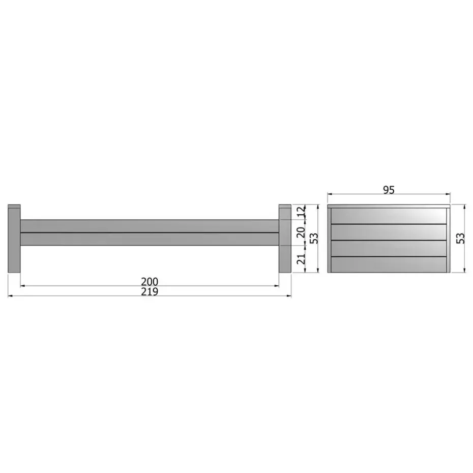 WOOOD Dennis Bed Excl Lade - Grenen - Staal Grijs - 53x219x95