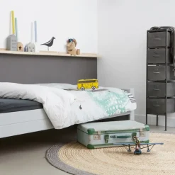 WOOOD Dennis Bed Excl Lade - Grenen - Betongrijs - 53x219x95