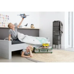 WOOOD Dennis Bed Excl Lade - Grenen - Betongrijs - 53x219x95