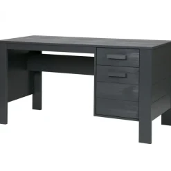 WOOOD Dennis Bureau - Grenen Geborsteld - Staal Grijs - 74x141x59
