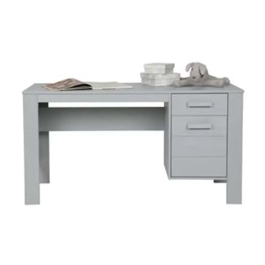WOOOD Dennis Bureau - Grenen Geborsteld - Betongrijs - 74x141x59