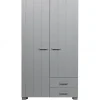 WOOOD Dennis Kast Met Laden - Grenen - Betongrijs - 202x111x55