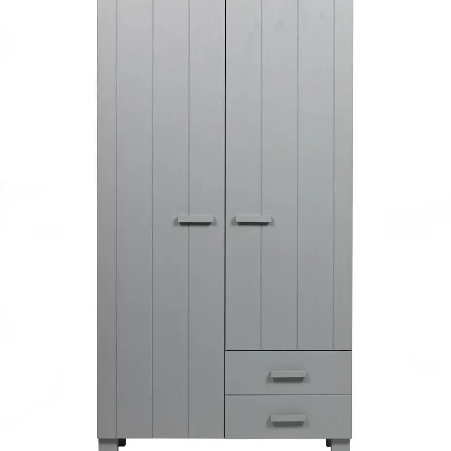 WOOOD Dennis Kast Met Laden - Grenen - Betongrijs - 202x111x55