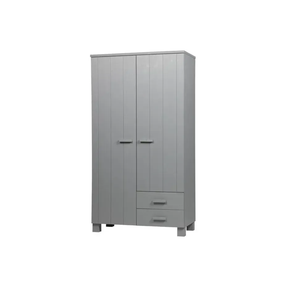 WOOOD Dennis Kast Met Laden - Grenen - Betongrijs - 202x111x55