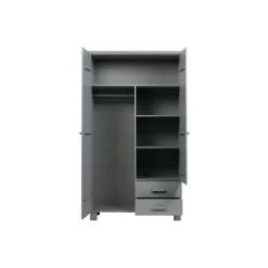 WOOOD Dennis Kast Met Laden - Grenen - Betongrijs - 202x111x55
