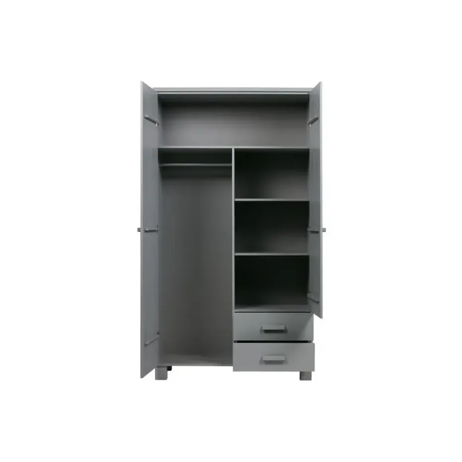 WOOOD Dennis Kast Met Laden - Grenen - Betongrijs - 202x111x55