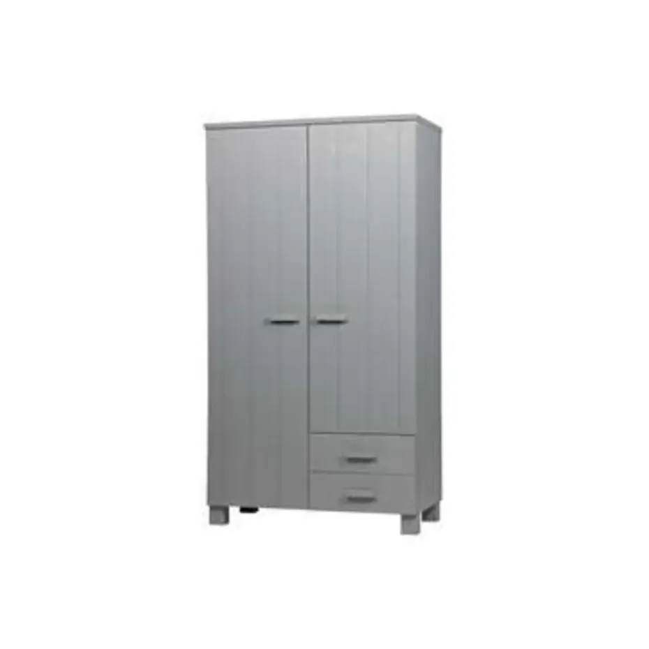 WOOOD Dennis Kast Met Laden - Grenen - Betongrijs - 202x111x55