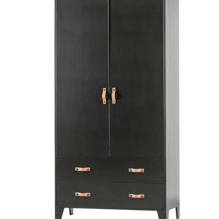 WOOOD Dian Garderobekast - Grenen - Zwart - 180x94x40