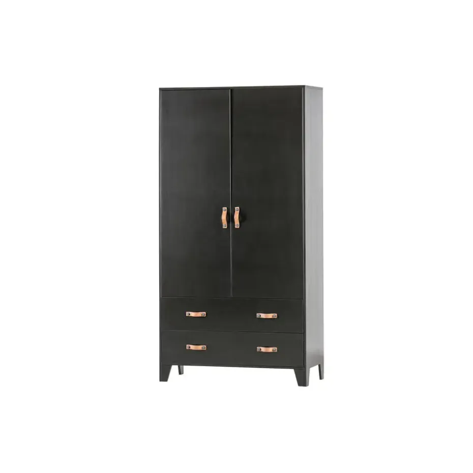 WOOOD Dian Garderobekast - Grenen - Zwart - 180x94x40