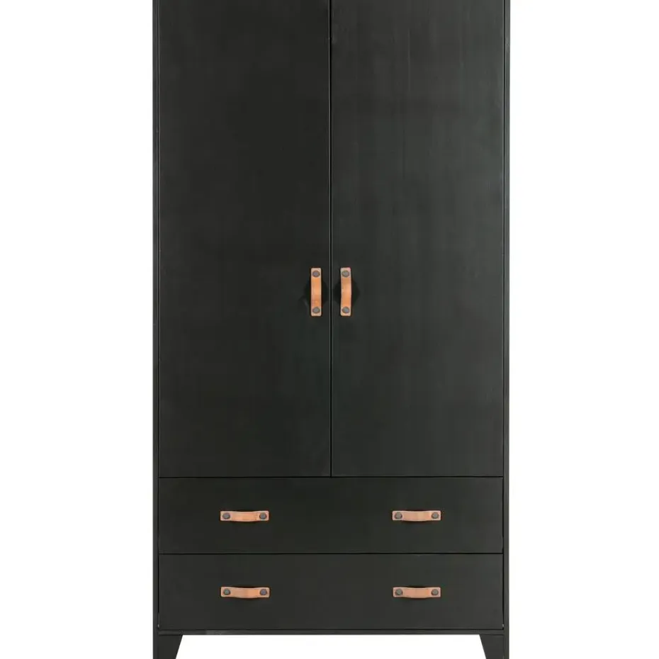 WOOOD Dian Garderobekast - Grenen - Zwart - 180x94x40