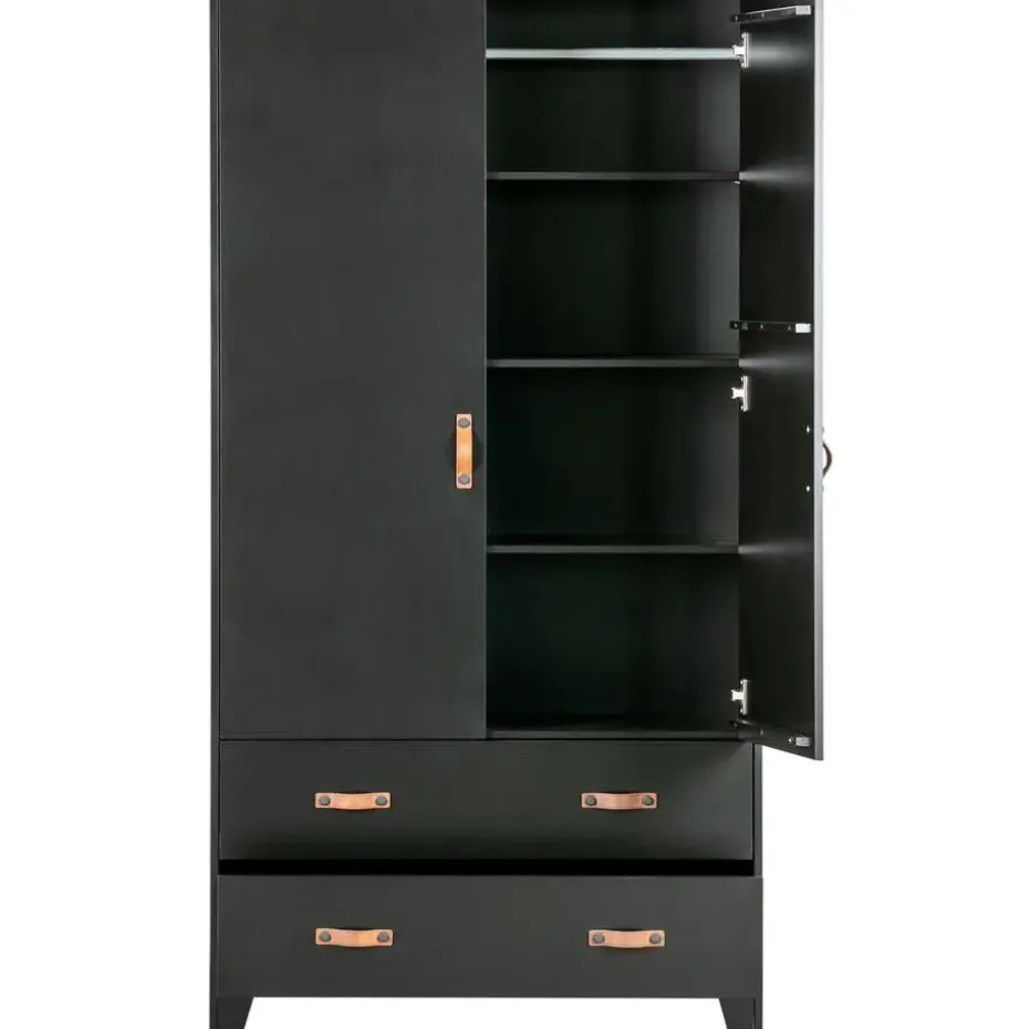 WOOOD Dian Garderobekast - Grenen - Zwart - 180x94x40