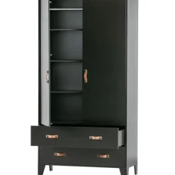 WOOOD Dian Garderobekast - Grenen - Zwart - 180x94x40