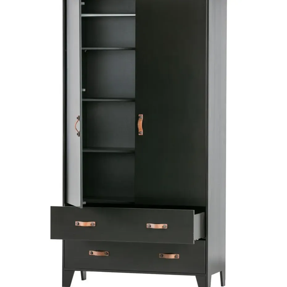 WOOOD Dian Garderobekast - Grenen - Zwart - 180x94x40
