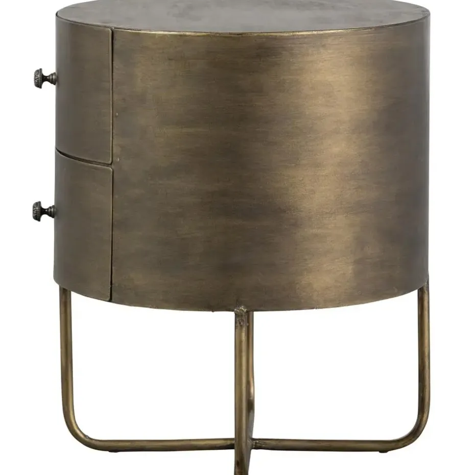 WOOOD Glossy Rond Kastje - Metaal - Antique Brass - 48x39x39