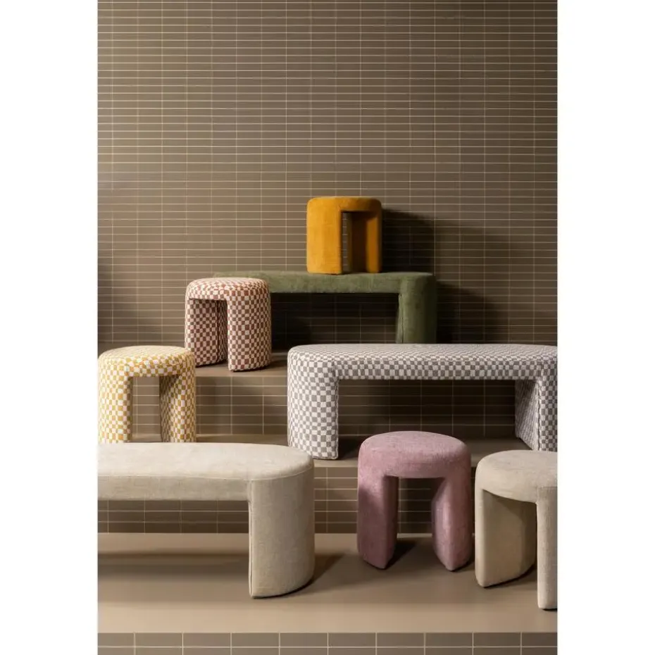 WOOOD Jacob Bankje - Chenille - Naturel - 46x130x46
