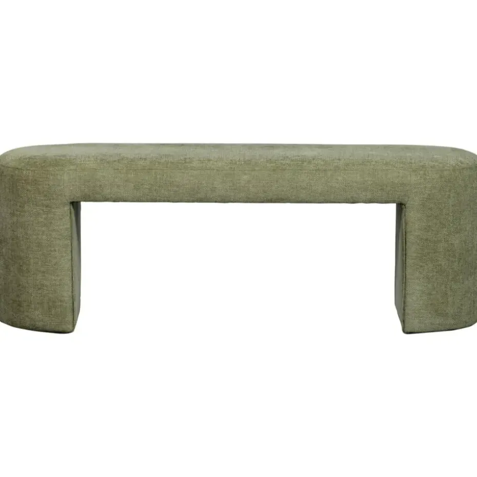 WOOOD Jacob Bankje - Chenille - Olive Green - 46x130x46