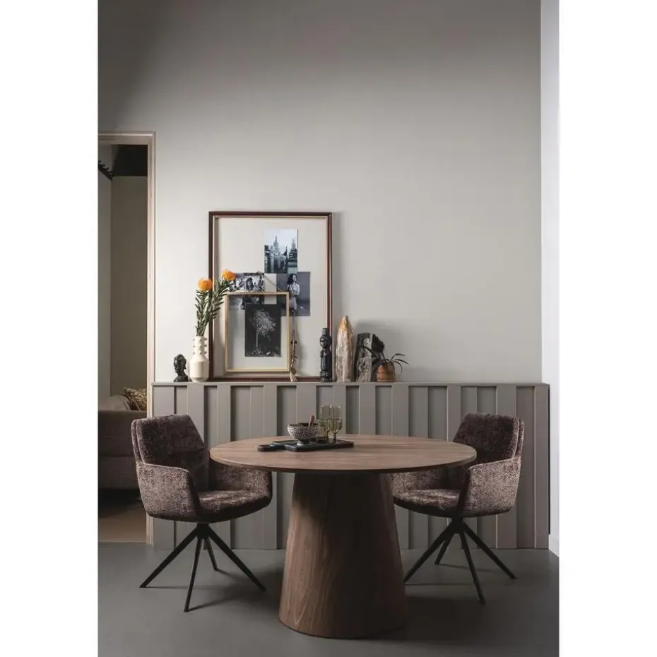 WOOOD Maan Eettafel - MDF - Walnoot - 75x120x120