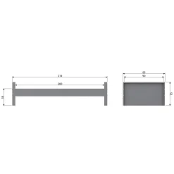 WOOOD Morris Bed Excl Lade - Grenen - Leem - 214x53x95