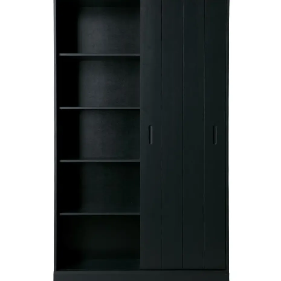 WOOOD Move schuifdeurkast - Grenen - Mat Zwart - 200x120x42