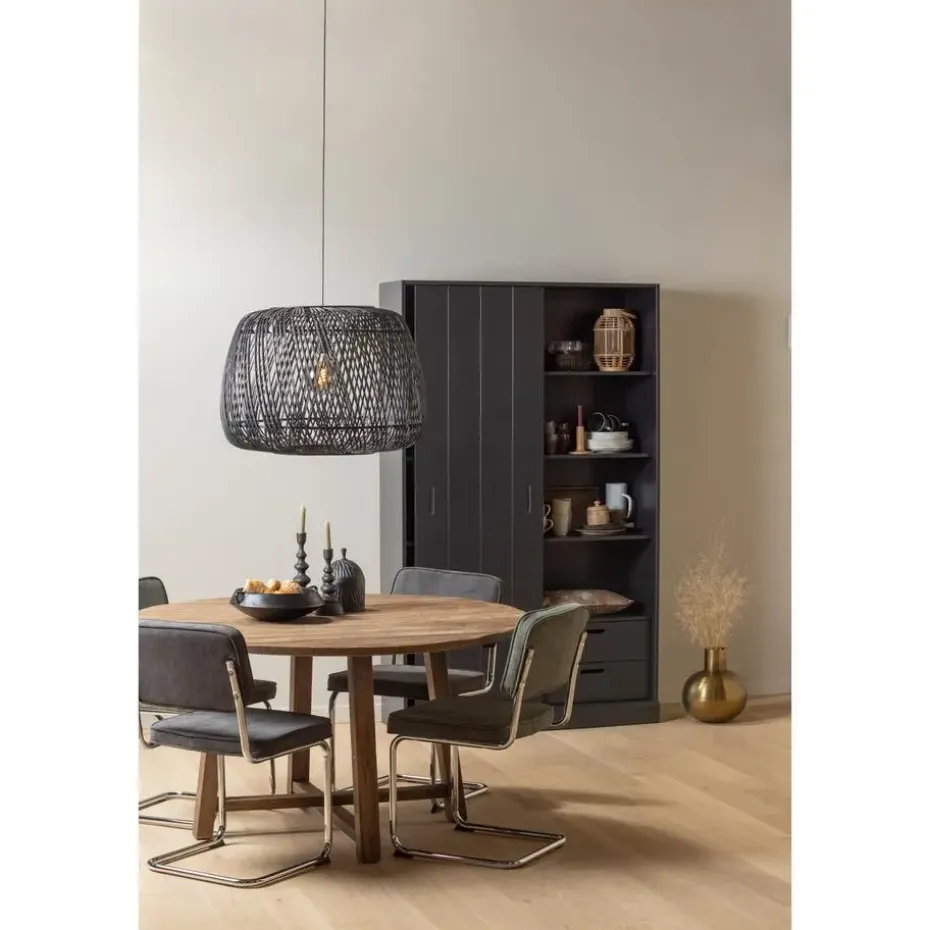 WOOOD Move schuifdeurkast - Grenen - Mat Zwart - 200x120x42