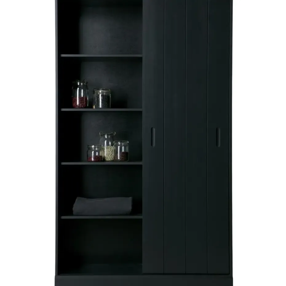 WOOOD Move schuifdeurkast - Grenen - Mat Zwart - 200x120x42
