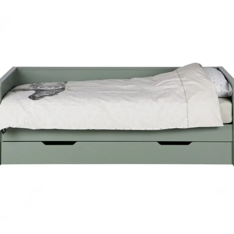 WOOOD Nikki Bedbank Incl Bedlade - Grenen - Groen - 208x100
