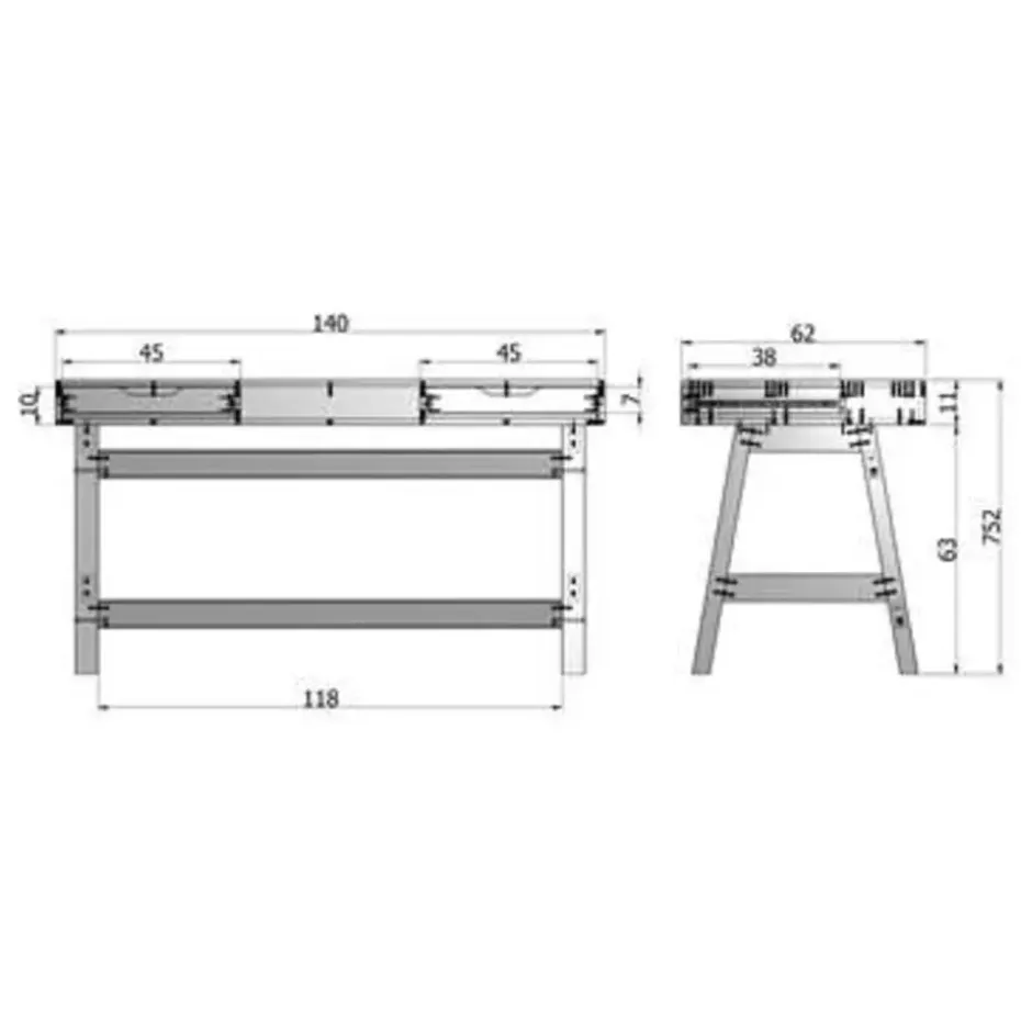 WOOOD Nikki Bureau - Grenenhout - Wit - 75x140x62