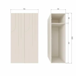 WOOOD Rain 2-deurs kledingkast - Grenen - Dust - 200x110x57