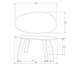 WOOOD Roundly Eetkamertafel - Mangohout - Walnoot - 76x200x100