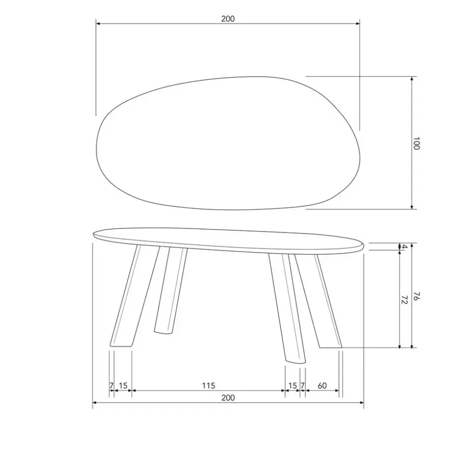 WOOOD Roundly Eetkamertafel - Mangohout - Walnoot - 76x200x100