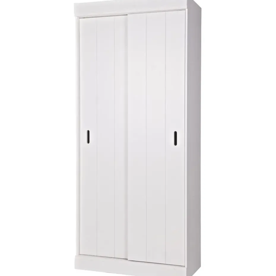 WOOOD Row Plankenkast Met Schuifdeuren - Grenen - Wit - 195x85x44