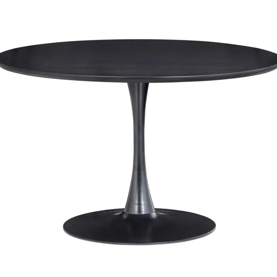 WOOOD Sammy Ronde Eettafel - MDF/staal - Zwart - 75x120x120