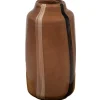 WOOOD Selena Vaas Met Streep - Glas - Bruin - 35x18x18