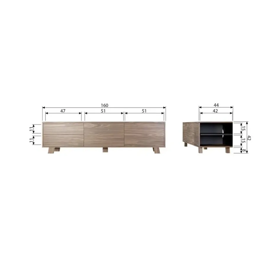 WOOOD Seppe TV-meubel - Noten fineer - Noten - 42x160x44